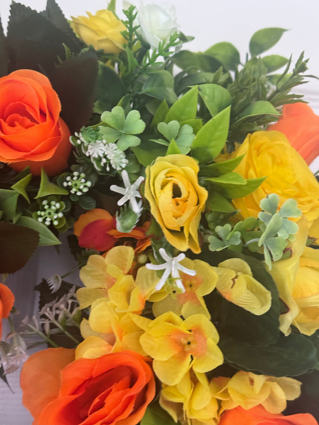 Heart memorial yellow and orange wreath