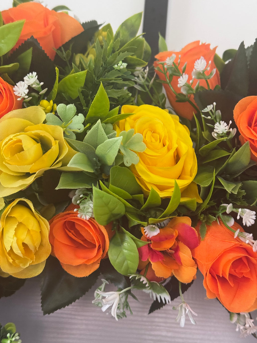 Heart memorial yellow and orange wreath