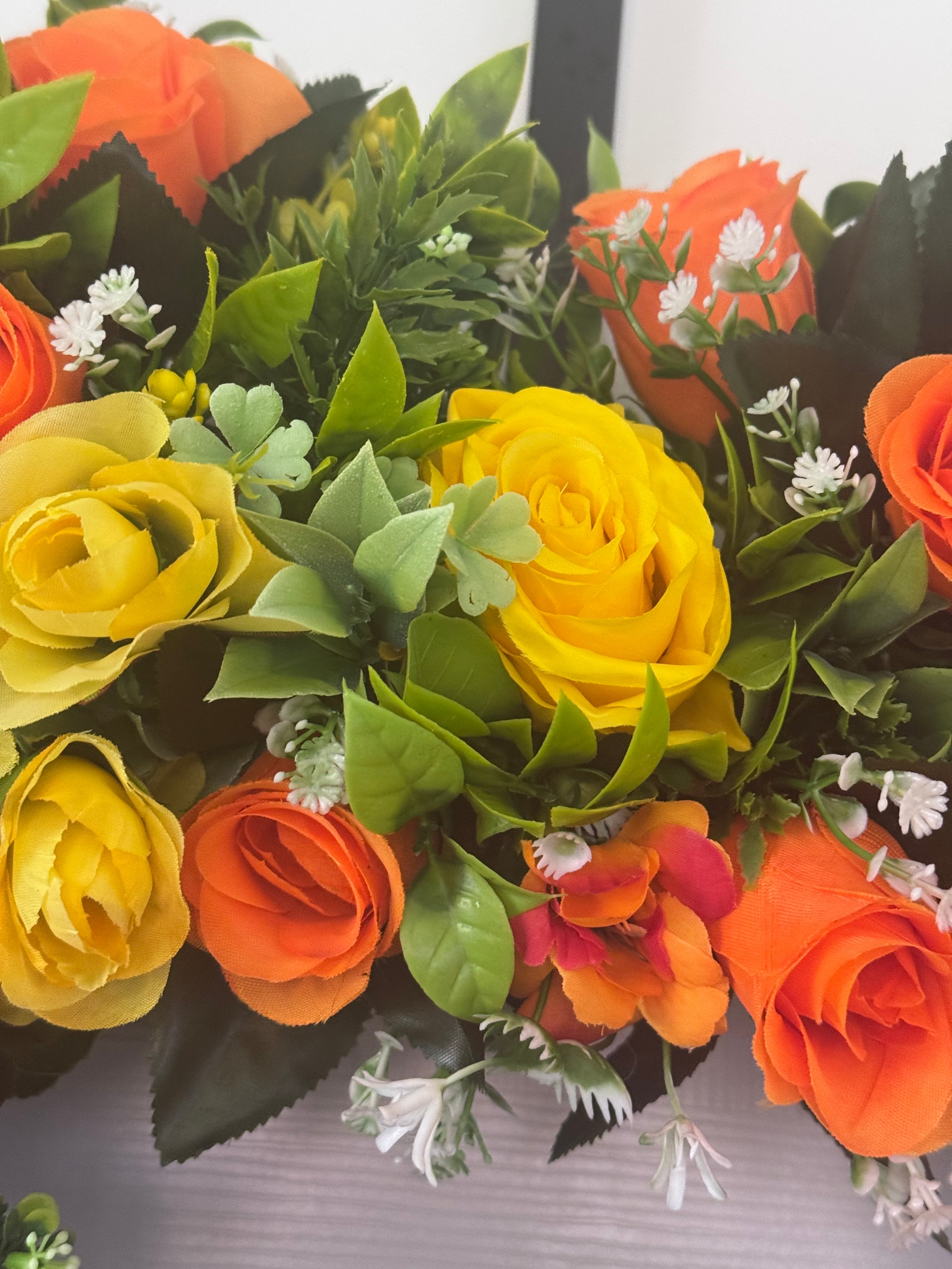 Heart memorial yellow and orange wreath