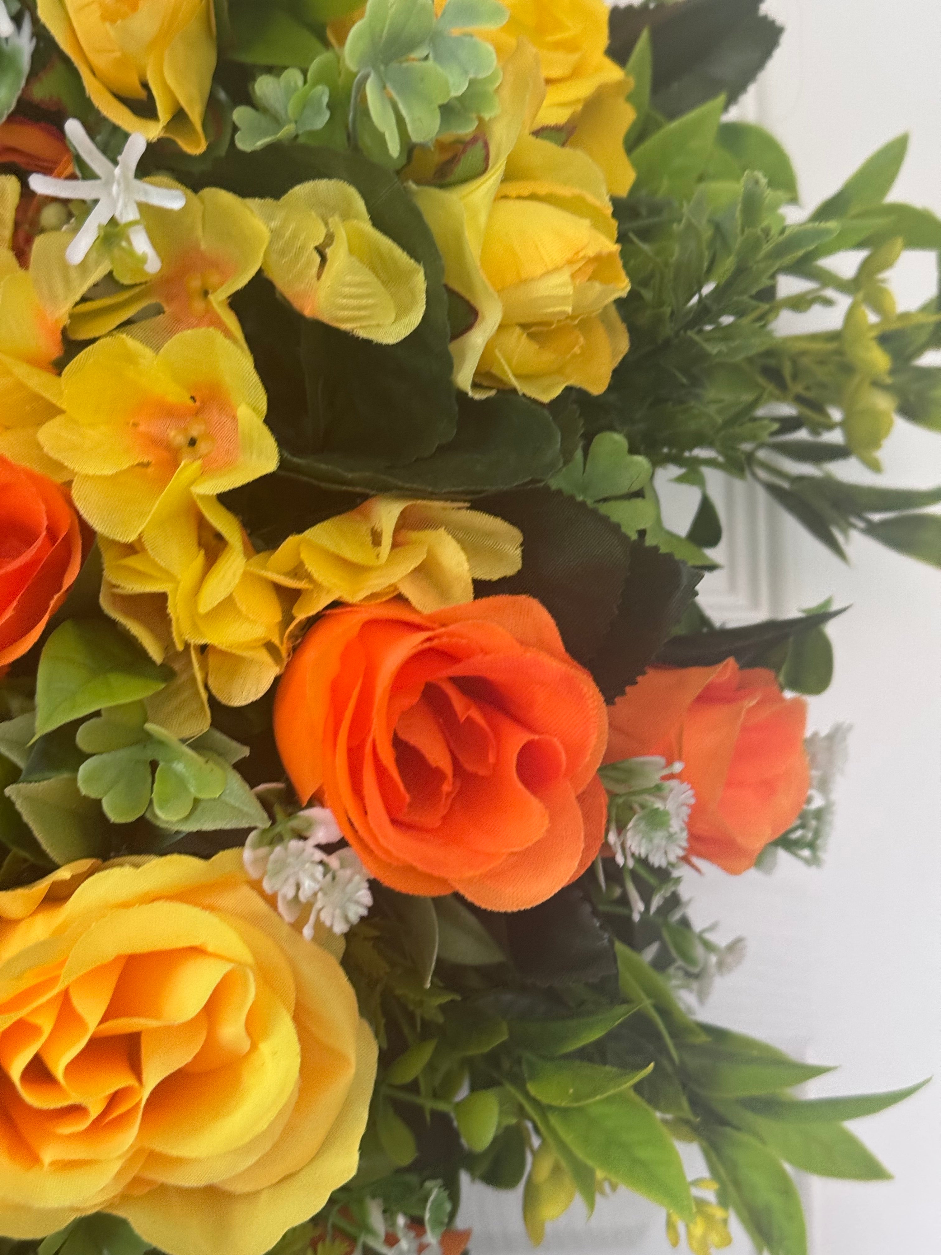Heart memorial yellow and orange wreath