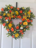 Heart memorial yellow and orange wreath