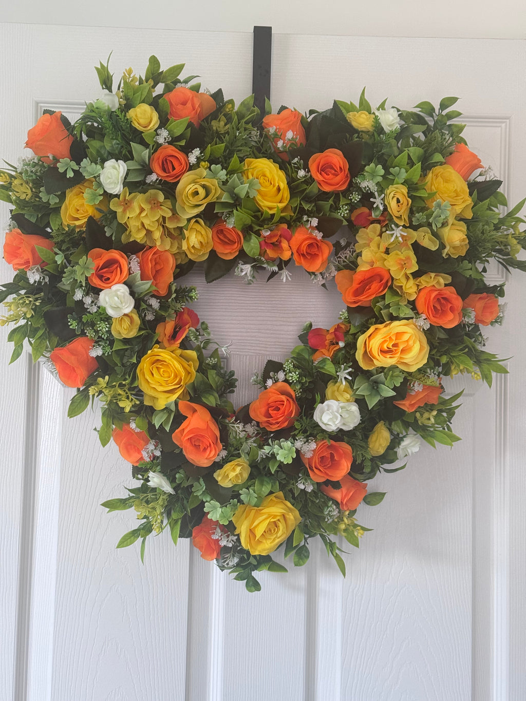 Heart memorial yellow and orange wreath