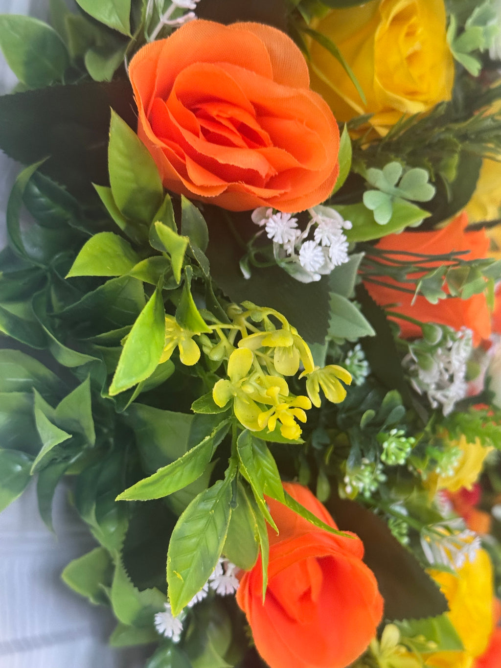 Heart memorial yellow and orange wreath