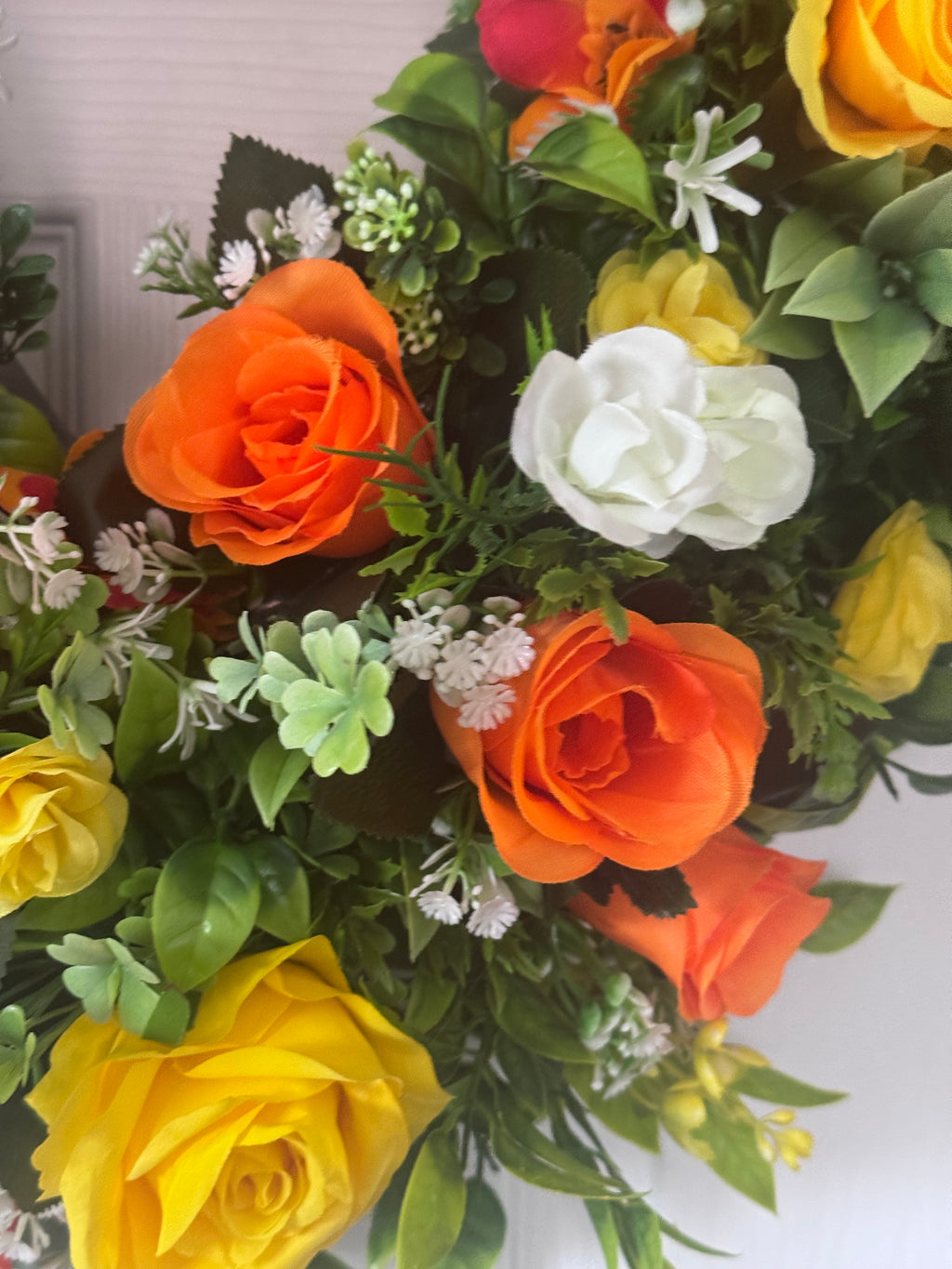 Heart memorial yellow and orange wreath