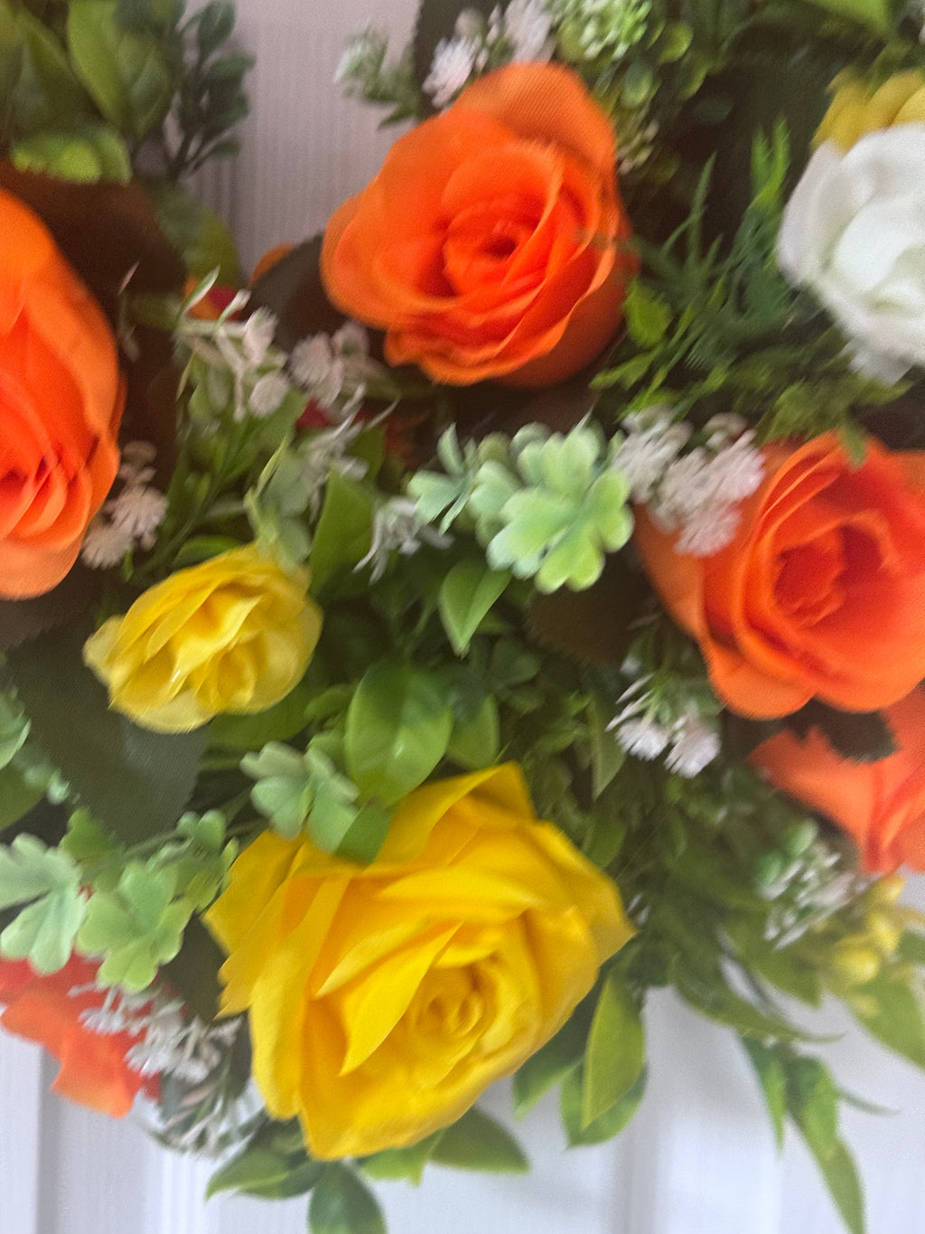 Heart memorial yellow and orange wreath