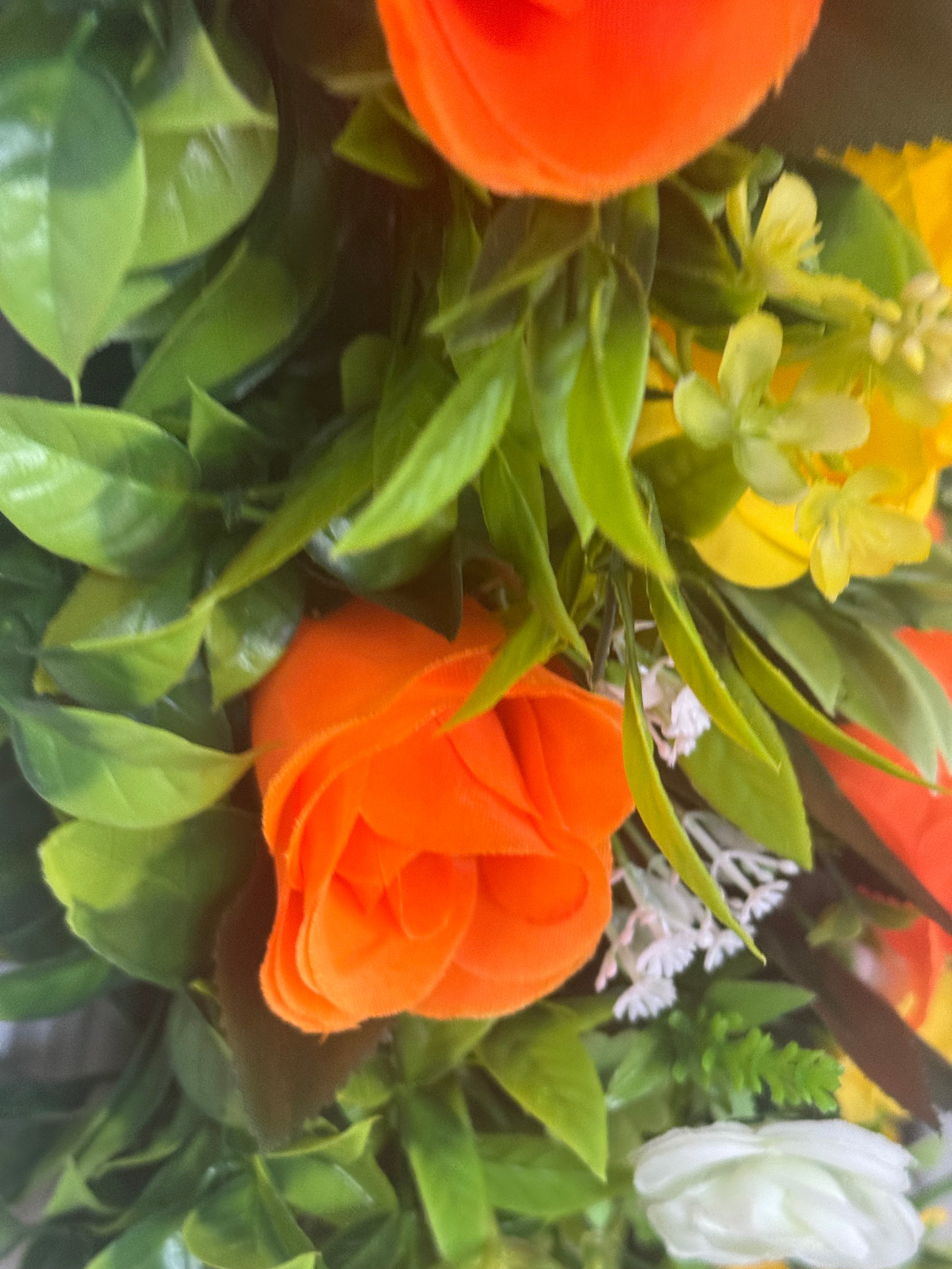 Heart memorial yellow and orange wreath