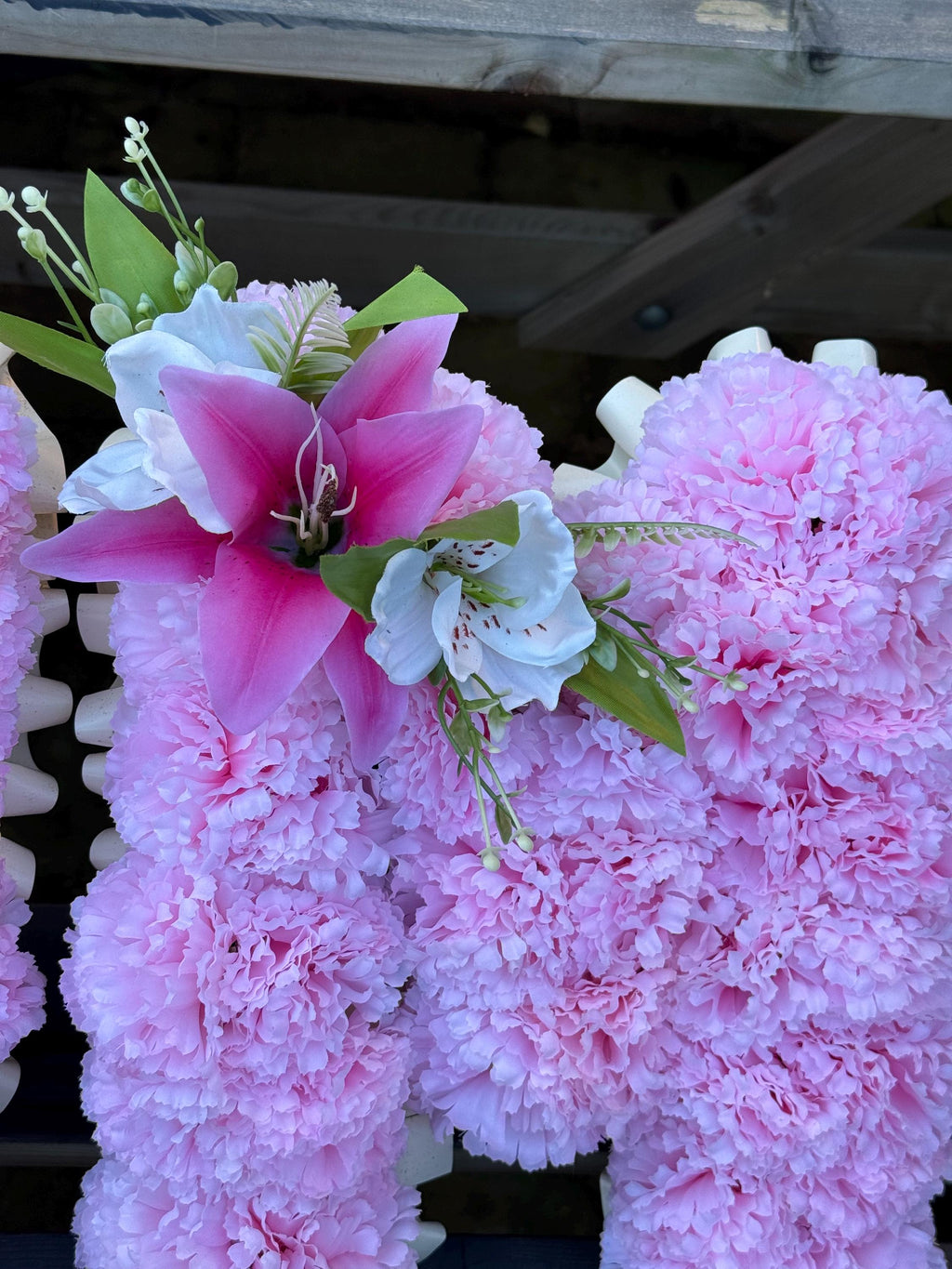 MUM Artificial Funeral Tribute Wreath Silk Grave Memorial Flowers Letters or ANY 3 Letter Name.