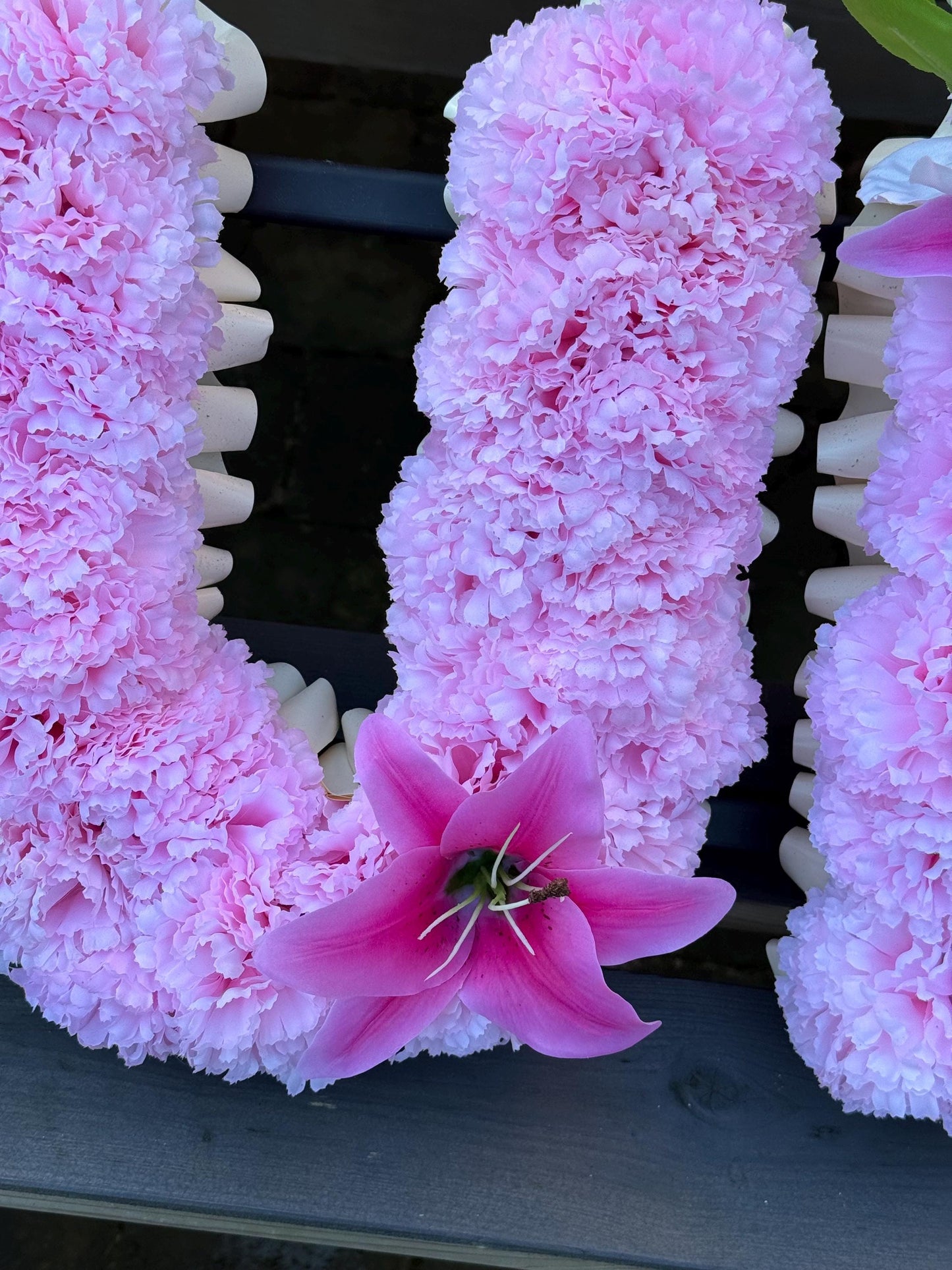 MUM Artificial Funeral Tribute Wreath Silk Grave Memorial Flowers Letters or ANY 3 Letter Name.