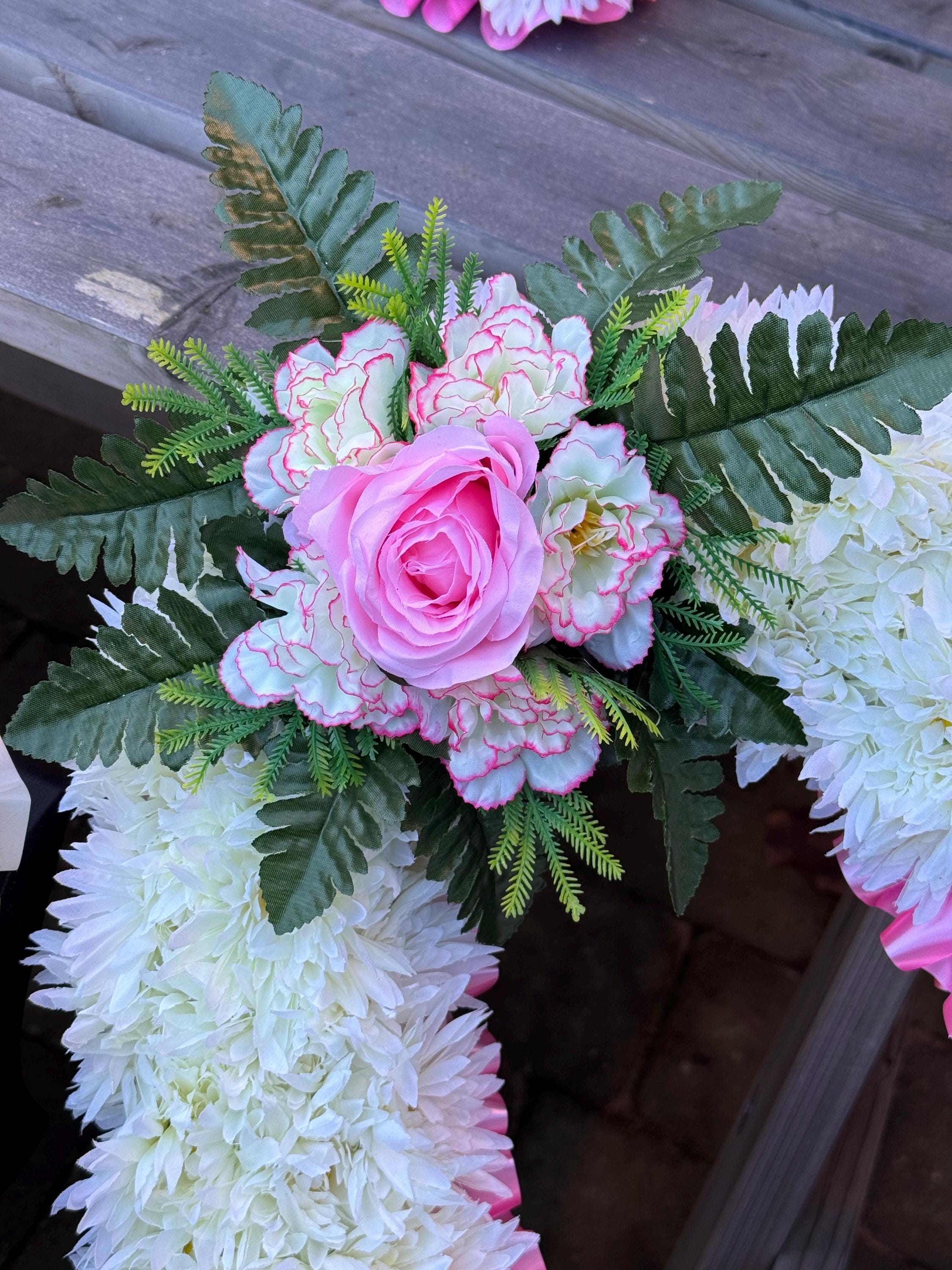 Open Heart 18 “ Shaped Silk Artificial Funeral Flowers Wreath/Memorial/Grave Tributes