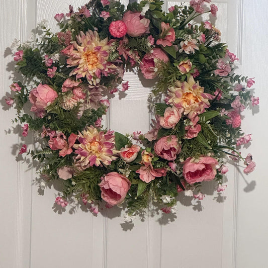 20 INCH (51cm) pink artificial wreath